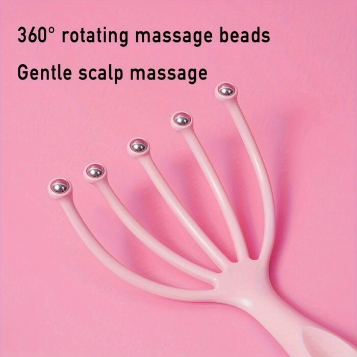 1pc Relaxation Essentials Manual Head Massager with Rolling Beads - Plastic Scalp Massager Claw for Meridian Activation and Stress Relief - Image 4
