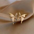 Elegant Butterfly Stud Earrings for Women - Stainless Steel Posts, Alloy with Rhinestone Accents, Perfect for Casual Attire