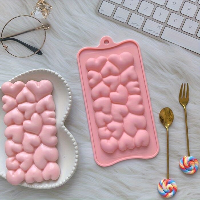 [Pink Heart Chocolate Mold] BPA-Free, 3D Love Design 1pc Pink Heart-Shaped Silicone Chocolate Mold | Ideal for Valentine's & Thanksgiving, DIY Candy Gifts & Cake Decorations - Image 6