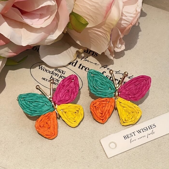 1 Pair Bohemian Colorful Butterfly Earrings for Women, KC Golden-Plated Lightweight Dangle Earrings with Multicolor Gradient Design, Perfect for Daily Wear, Parties, Travel & Gifts for Girlfriend/Mother, Cute Earrings, Party Accessories, Artistic Craftsmanship - Image 7
