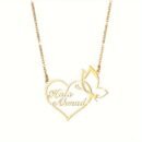 Customized 18K Golden Plated Stainless Steel Heart & Butterfly Necklace, Unisex Vintage Bohemian Style, Perfect for Daily Wear, Work, Dates, Gifts, Valentine's Day, Festivals, Parties