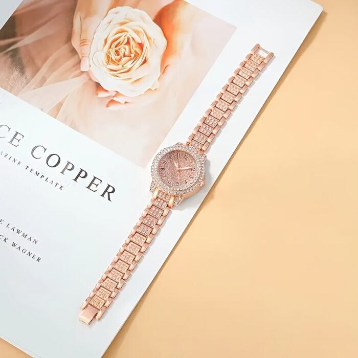[Single-piece Luxurious Quartz Watch] Luxurious Single-piece Ladies' Fashion Quartz Watch With A Golden Dial And Golden Hands, Perfect For Eid And Mother's Day Gifts. - Image 4