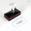 Custom Square Logo Stamp, Personalized Seal for Wedding Invitations, Floral & Store Logos, Office Supplies, Black Ink, English Text, Durable Plastic Material
