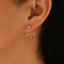 [1 Pair Golden Earrings] 1 Pair Elegant Golden-Tone Leaf Stud Earrings with Sparkling Rhinestones | Rose Golden Finish, Perfect for Casual Attire & Parties, Sophisticated Accessories