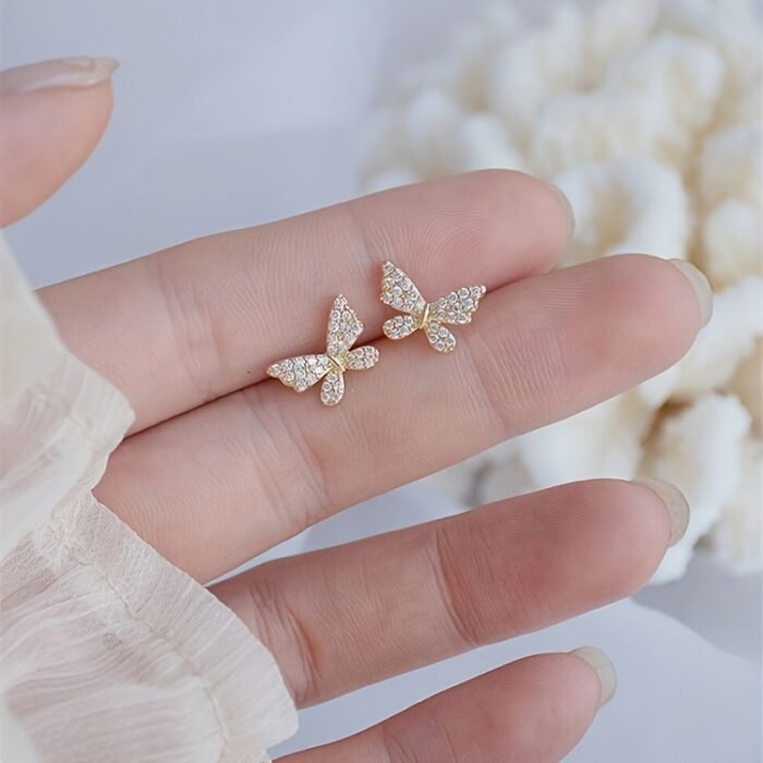 1 Pair of Temperament Simple Irregular Imitation Chain Tassel Butterfly Micro Drill Earrings Ear Clip Set for Girls, Valentine's Day Party Fairy Earrings - Image 7