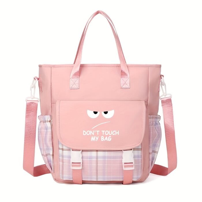 1pc "Don't Touch My Bag" Printed Large Capacity Crossbody Bag - Lightweight, Durable Polyester with Adjustable Strap, Multi-Pocket Design for Daily Use, Travel Shoulder Bag|Playful Graphic Tote|Polyester Lined - Image 3