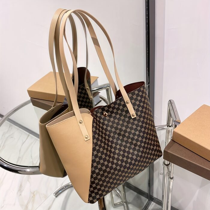 Women's Lightweight Tote Bag - Minimalist Magnetic Closure Large Capacity Shoulder Bag for Office, College, Commute - White, Pink, Black, Everyday Carry, Sleek Handbag, Durable Construction, Spacious Handbag, Working Professionals - Image 5