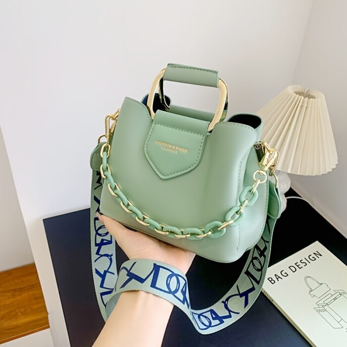 Women's Adjustable Crossbody Bag with Golden Chain Accents - Multi-Color Shoulder Purse, Magnetic Closure & Quilted Design for Work, Casual, Parties - Versatile Handbag for Everyday Use, Crossbody Purse, Casual Outings Accessory, Versatile Fashion Accessory, Polyester Interior - Image 4