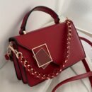 Metal-Decorated Square Handbag - Large Capacity, Lightweight, Portable | Mini Synthetic Flip Bag for Women, Perfect for Office, Business, Autumn & Winter