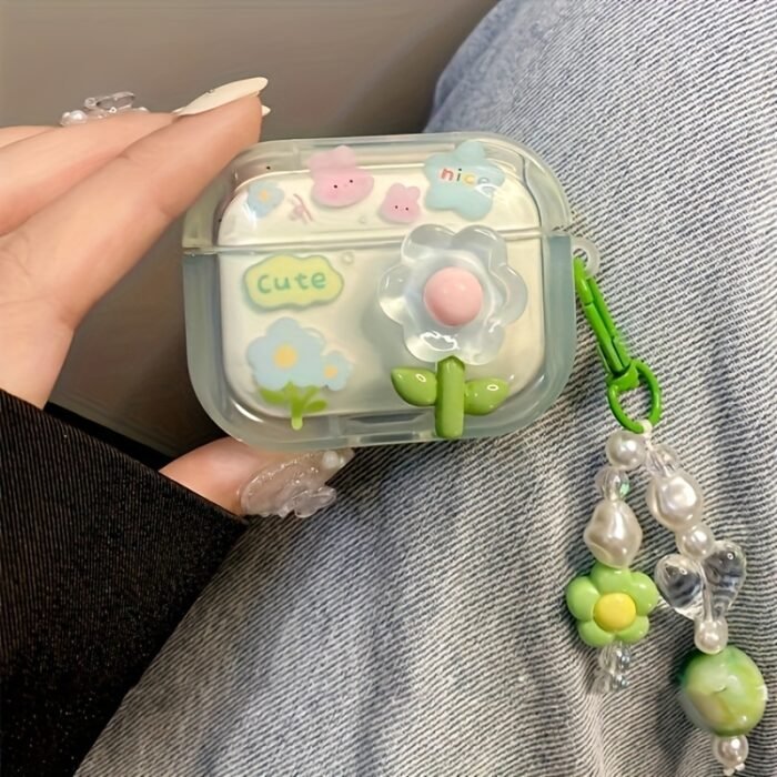 Creative Simple Green Three-Dimensional Flower Ear Case for Iphone Ear Case for Airpods 1/2 Generation Earphone Case New Wireless Earphone Case for Airpods 3/Pro/Pro2 Earphone Case Boyfriend/Girlfriend Gift - Image 9