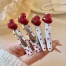 2pcs/4pcs Retro Fashion Heart Polka Dot Hair Clips, Cute Duckbill Clip, Bangs Barrette, High-End Edge Clamps Versatile Accessories for Spring and Summer