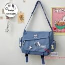 Harajuku style large capacity shoulder bag, retro workman's mail carrier bag, nylon crossbody bag for students with 4 badges included, fashionable bag suitable for men and women, perfect for back-to-school season