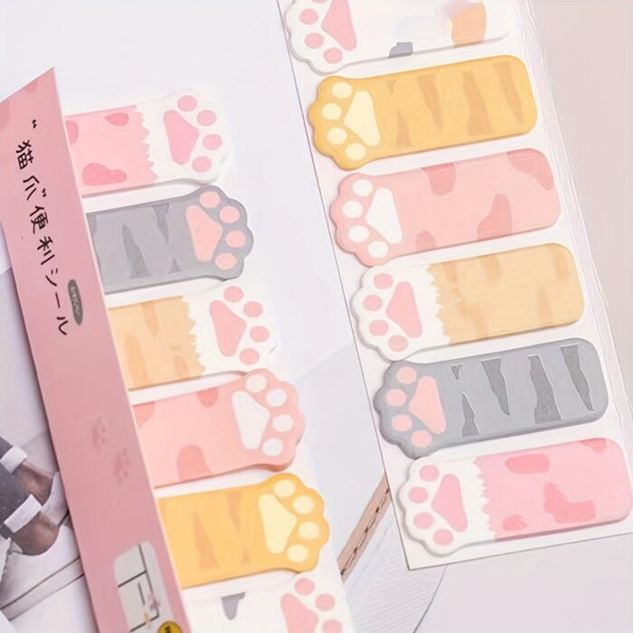 1pc (120Sheets In Total)Cat Paw Shaped Sticky Note.Cute Cartoon Cat Series Row Sitting Convenience Stickers,Reading Mark Index Stickers,Work Memo Stickers,Office And Learning Memo Message Stickers.