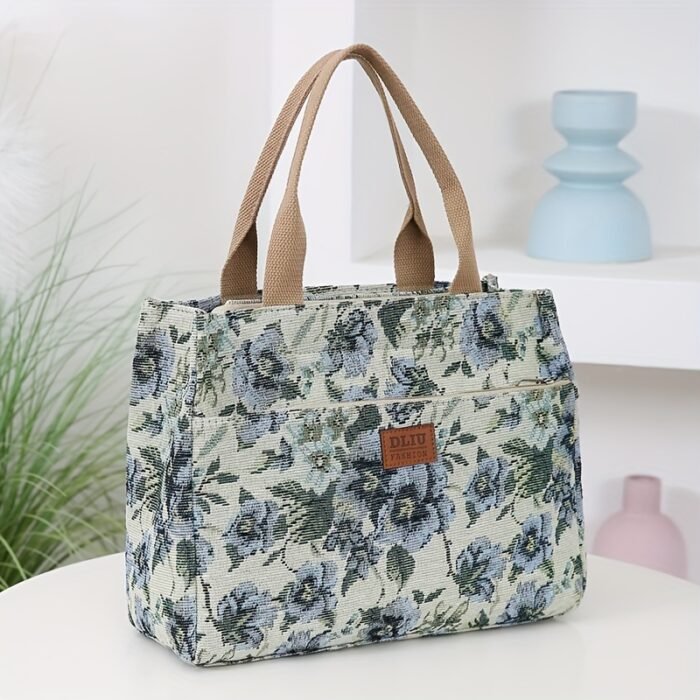Women's Tote Bag New Product, Thickened Knitted Jacquard Fabric, Tote Bag, Work Portable Shopping Bag, Outing Storage Bag, Women's Bag, Retro, Large Capacity, Ethnic Style, Daily Use, Back-to- Season, Ramadan Festival, Square Bag, hand-carried bag, suitable for and office - Image 6