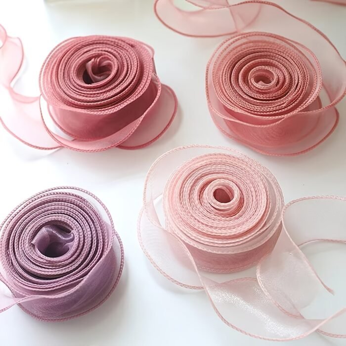 9.14 meter Sheer Chiffon Ribbon - Elegant Organza Satin for Gift Wrapping, Cake Decorating, Bouquets, Wedding Crafts & DIY Projects - Available in Gray, White, Pink, Red, Green, Golden, Black, Festive Decorating | Flowing Texture Ribbon | Organza Satin Ribbon - Image 9