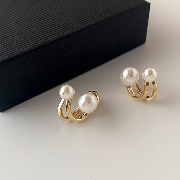 [Elegant Pearl Earrings] Golden-Tone Zinc Alloy Earrings, Elegant Faux Imitation Pearl Stud Earrings | Classic Round White Imitation Pearl, Minimalist Earrings, Versatile Jewelry for Casual Attire and Special Occasions, Seasonal Accessories - Image 7