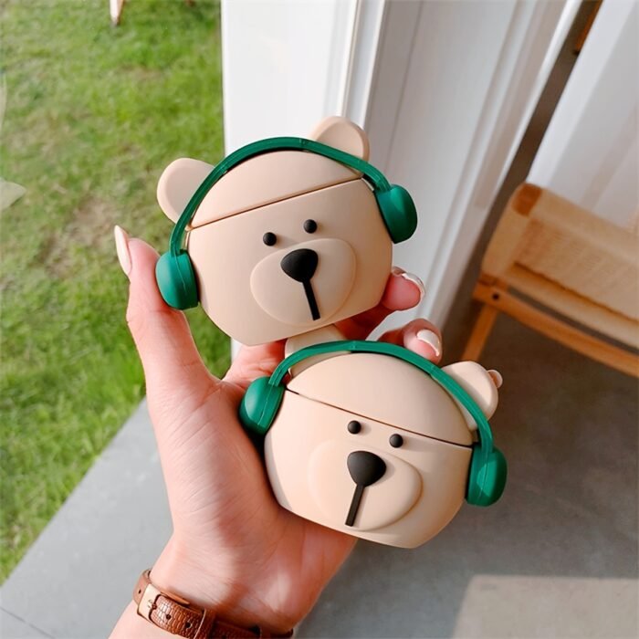 Three-dimensional Cartoon Music Bear Shaped Headphone Case Protective Shell Wireless Headphone Case Suitable for AirPods1/2/3/Pro 2nd Generation - Image 4