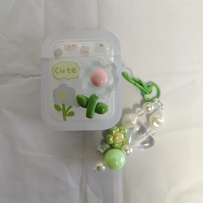 Creative Simple Green Three-Dimensional Flower Ear Case for Iphone Ear Case for Airpods 1/2 Generation Earphone Case New Wireless Earphone Case for Airpods 3/Pro/Pro2 Earphone Case Boyfriend/Girlfriend Gift - Image 3