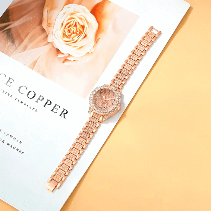 [Single-piece Luxurious Quartz Watch] Luxurious Single-piece Ladies' Fashion Quartz Watch With A Golden Dial And Golden Hands, Perfect For Eid And Mother's Day Gifts. - Image 15