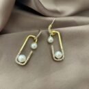 Elegant 925 Silver Hoop Earrings with Imitation Pearl & Zirconia Accents - Chic Geometric Design, Light Luxury Women'S Jewelry for Casual Attire & Parties, Party Accessories, Classic Style, Durable Jewelry