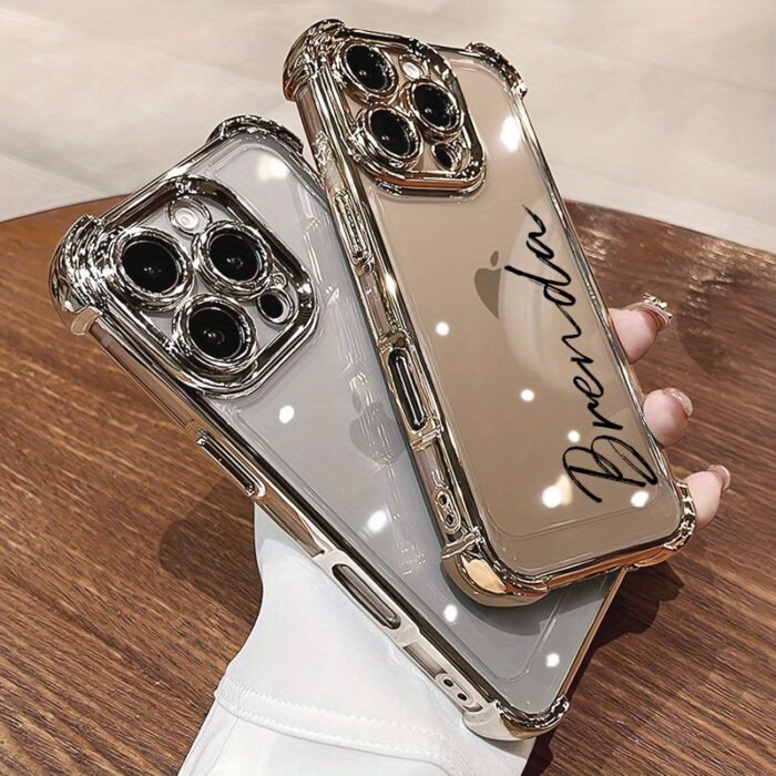 Custom Text Brand New Four-Corner Transparent Shockproof Phone Case Suitable for Iphone 16 Pro Max, 14, 13, 12, 11, And 15 Pro - Image 2