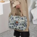 Women's Tote Bag New Product, Thickened Knitted Jacquard Fabric, Tote Bag, Work Portable Shopping Bag, Outing Storage Bag, Women's Bag, Retro, Large Capacity, Ethnic Style, Daily Use, Back-to- Season, Ramadan Festival, Square Bag, hand-carried bag, suitable for and office