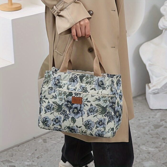 Women's Tote Bag New Product, Thickened Knitted Jacquard Fabric, Tote Bag, Work Portable Shopping Bag, Outing Storage Bag, Women's Bag, Retro, Large Capacity, Ethnic Style, Daily Use, Back-to- Season, Ramadan Festival, Square Bag, hand-carried bag, suitable for and office - Image 11
