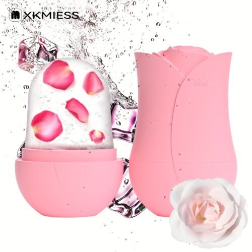 1pc XKMIESS Silicone Ice Roller for Face – 3D Rose Flower Design, Manual Cooling Facial Massager, Oil-Free Skin Care Tool for Refreshing & Soothing Skin, Face Massage Tool | Elegant Design | Silicone Material, Facial Massage Tool