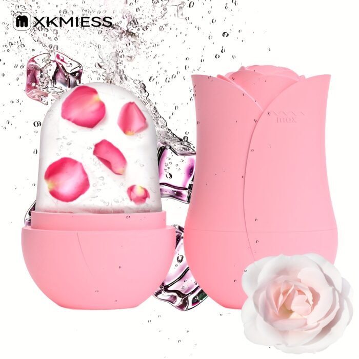 1pc XKMIESS Silicone Ice Roller for Face – 3D Rose Flower Design, Manual Cooling Facial Massager, Oil-Free Skin Care Tool for Refreshing & Soothing Skin, Face Massage Tool | Elegant Design | Silicone Material, Facial Massage Tool