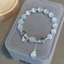 Charming Glass Cat's Eye Bead Bracelet with Butterfly Pendant - Perfect Gift for Women and s