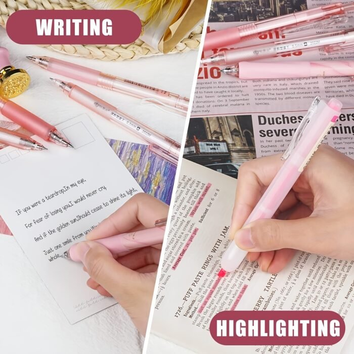 Pastel Gel Ink 0.5mm Fine Point Retractable Four Candies 12Pack Pen Set, 11 Pack Black Ink Pens with 1Pack Highlighter for Writing, Cute Note Taking Pens for School Office - Image 10