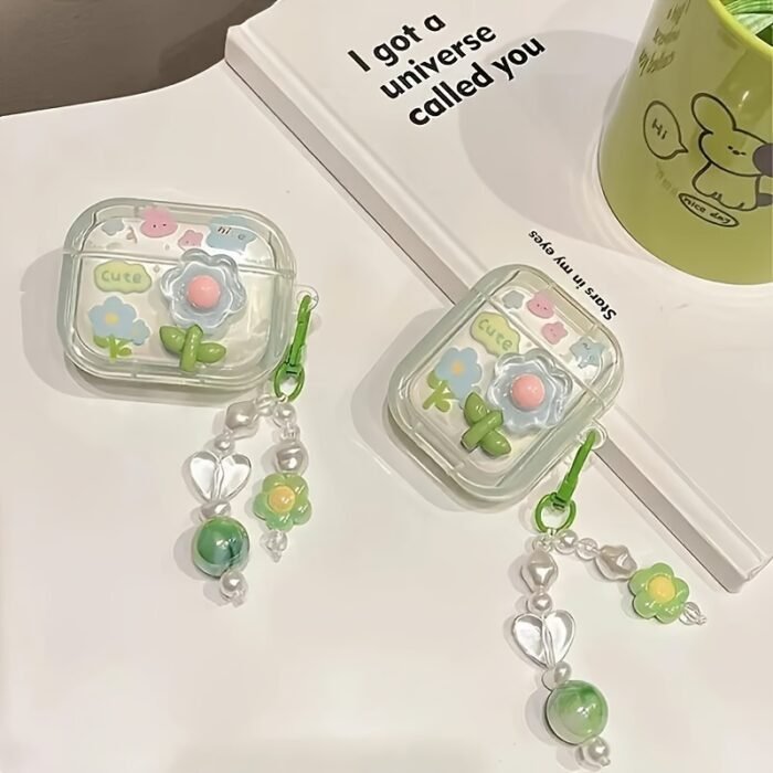 Creative Simple Green Three-Dimensional Flower Ear Case for Iphone Ear Case for Airpods 1/2 Generation Earphone Case New Wireless Earphone Case for Airpods 3/Pro/Pro2 Earphone Case Boyfriend/Girlfriend Gift - Image 11