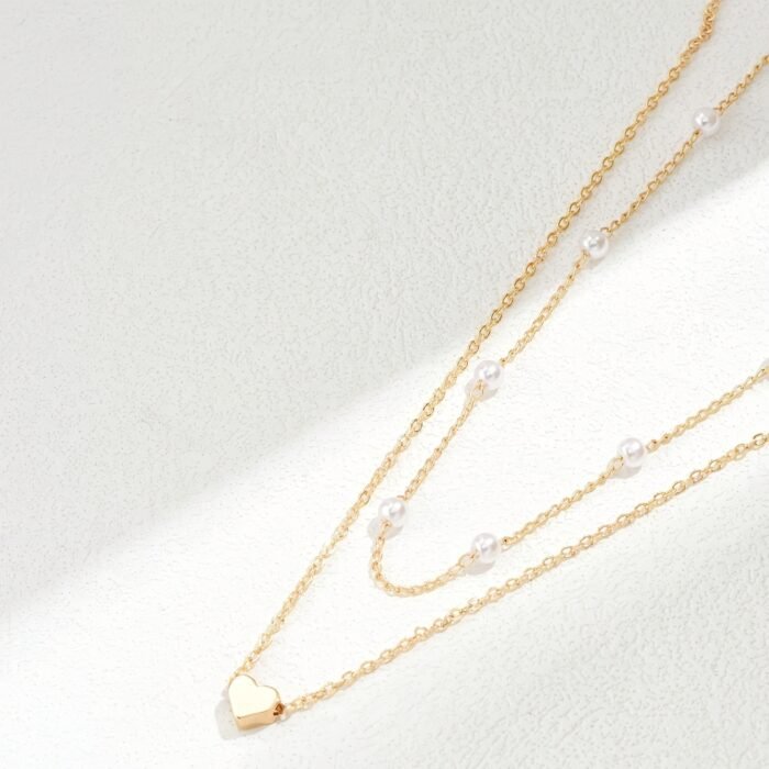 1pc Imitation Pearl Heart-Shaped Women's Necklace, Simple and Stylish Casual Attire, Valentine's Day Gift, Birthday Present - Image 3