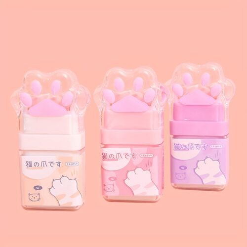 1pc Cat Paw Cute Roller Eraser Girl Pencil Eraser Rubber Cartoon Pen Eraser Supplies Prizes Office Eraser Gift giving