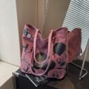 [ Authorized] Disney New 1pc Minnie Cartoon Canvas Bag Ladies Thickened New Large Capacity Handbag Commuting Shoulder Tote