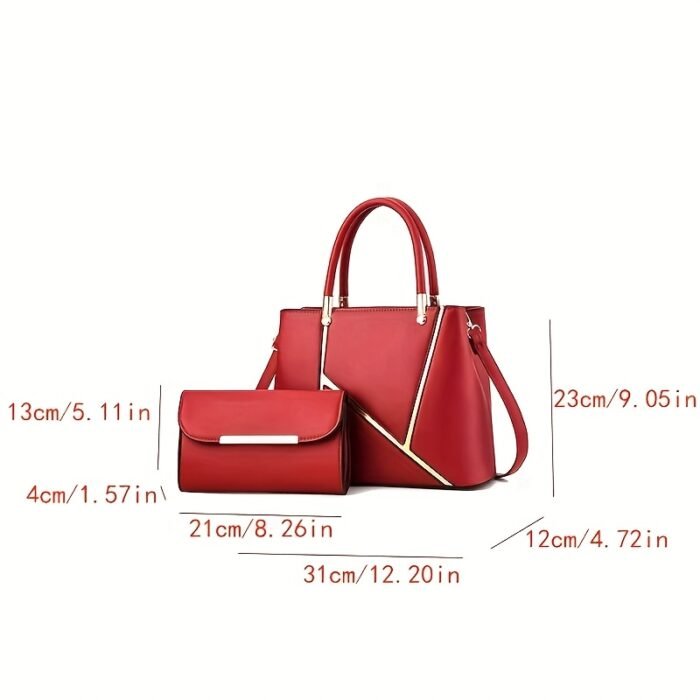 Women's Elegant Geometric Crossbody Bag with Detachable Shoulder Strap & Zipper Closure - Includes Matching Clutch for Daily Use, Work, Formal Events - Korean-Japanese Inspired Design - Image 5