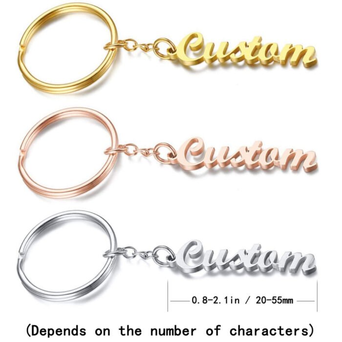 1pc Customized Custom Name Birthday Keychain Personalized Letter Stainless Steel Keychain Ring Men and Women Father's Day Mother's Day Valentine's Day Gift - Image 5