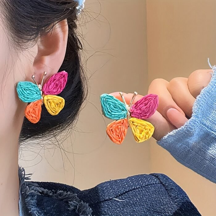 1 Pair Bohemian Colorful Butterfly Earrings for Women, KC Golden-Plated Lightweight Dangle Earrings with Multicolor Gradient Design, Perfect for Daily Wear, Parties, Travel & Gifts for Girlfriend/Mother, Cute Earrings, Party Accessories, Artistic Craftsmanship - Image 3