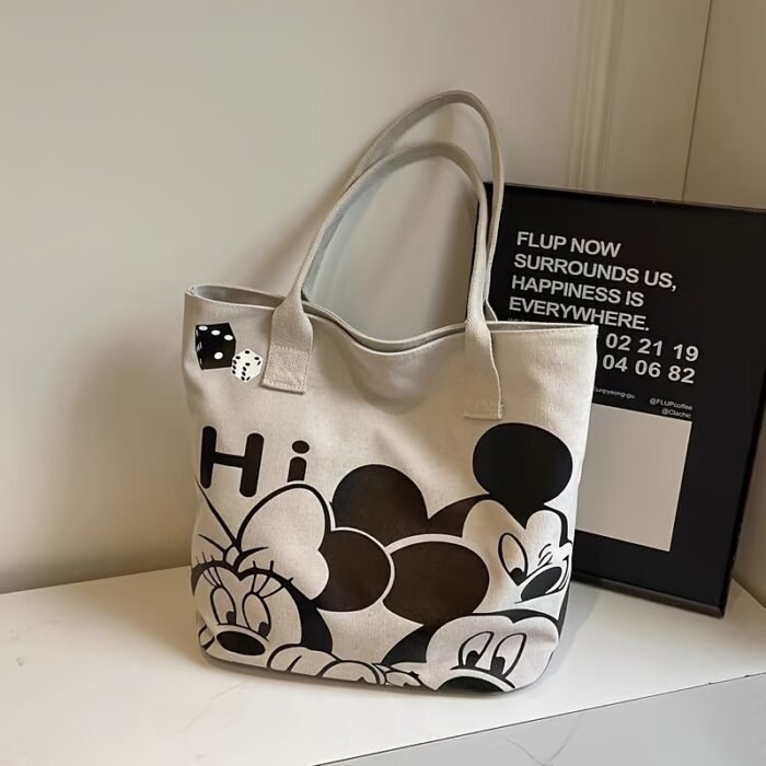 [ Authorized] Disney New 1pc Minnie Cartoon Canvas Bag Ladies Thickened New Large Capacity Handbag Commuting Shoulder Tote - Image 10