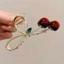 1/2pcs Women's Fashionable Cherry Large Claw Hair Grips Shark Clip