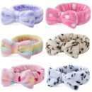 1pc Plush Bow Solid Color And Floral Random Hairband for Women, Suitable for Face Washing And Skincare.