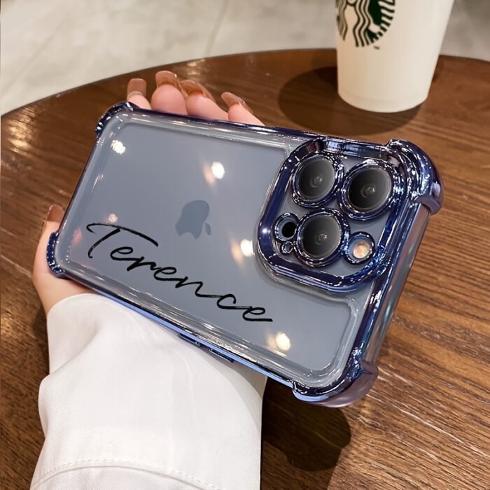 Custom Text Brand New Four-Corner Transparent Shockproof Phone Case Suitable for Iphone 16 Pro Max, 14, 13, 12, 11, And 15 Pro - Image 9