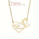 Customized 18K Golden Plated Stainless Steel Heart & Butterfly Necklace, Unisex Vintage Bohemian Style, Perfect for Daily Wear, Work, Dates, Gifts, Valentine's Day, Festivals, Parties