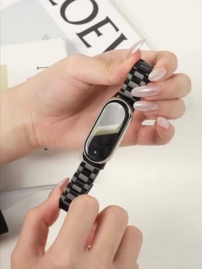 Xiaomi Band Slim Version Three-Steel Band, Suitable for Xiaomi Band 9 and Xiaomi Band 8, NFC Version Compatible, Women'S Fashionable Temperament Watch Strap, Starlight Color/Silvery/Black, Stainless Steel Wristband, Butterfly Buckle Design Watch Strap, Watch Replacement Strap, Fashionable Classic Women'S Watch Strap, with Watch Band Adjustment and Disassembly Too - Image 14