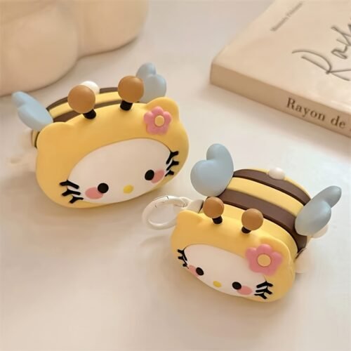 1pc Kitty Cat for AirPods 1/2/Pro/3/Pro2/4 Silicone Protective Case - Cute Bee Design, Soft Cover Earphones Not Included