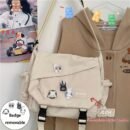 Harajuku style large capacity shoulder bag, retro workman's mail carrier bag, nylon crossbody bag for students with 4 badges included, fashionable bag suitable for men and women, perfect for back-to-school season