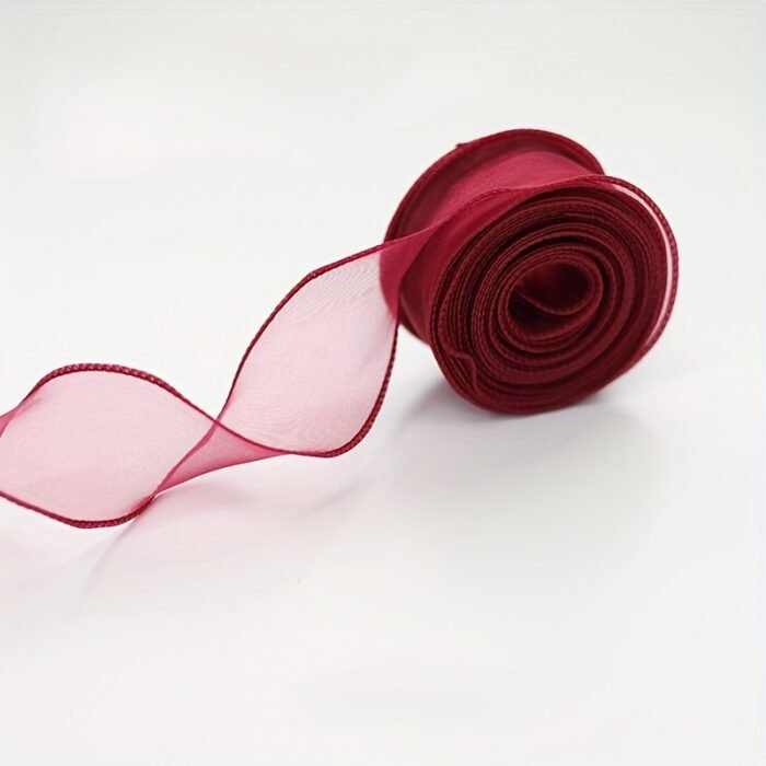 9.14 meter Sheer Chiffon Ribbon - Elegant Organza Satin for Gift Wrapping, Cake Decorating, Bouquets, Wedding Crafts & DIY Projects - Available in Gray, White, Pink, Red, Green, Golden, Black, Festive Decorating | Flowing Texture Ribbon | Organza Satin Ribbon - Image 14