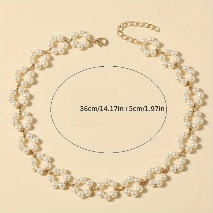 [Retro Minimalist Necklace] Golden-Tone Women's Retro Minimalist Necklace | JQ7221 Imitation Pearl Chain, Lightweight Elegant Clavicle Chain for Daily Wear & Parties | Timeless Versatile Jewelry Gift, Party Accessory, Casual Chic Accessory, Trendy Style, Delicate Craftsmanship, Fashion Lovers - Image 2