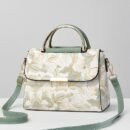 Elegant Floral Print Women's Handbag - Stylish Crossbody Bag with Golden-Tone Hardware, White Base & Black/Beige Floral Pattern, Lightweight & Spacious for Everyday Use