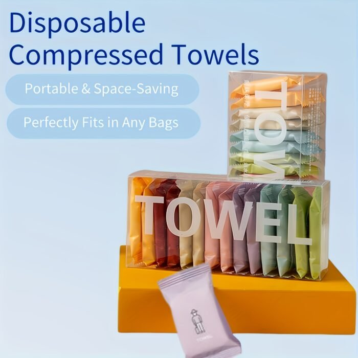 28pcs Portable Compressed Towels - Thick, Quick-Dry, Dual-Use Wet and Dry, Ideal for Travel, Home, and Outdoor Use - Convenient Carry Design, White - Image 5
